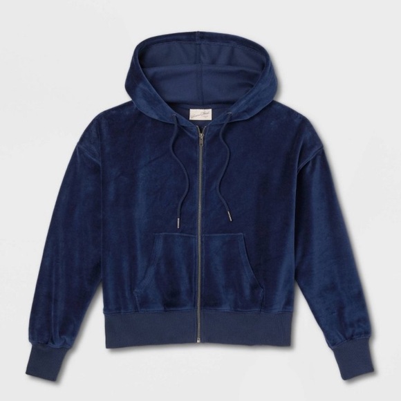 Universal Thread Women's Velour Hoodie Sweatshirt Navy‎ Blue - Small - Picture 8 of 9